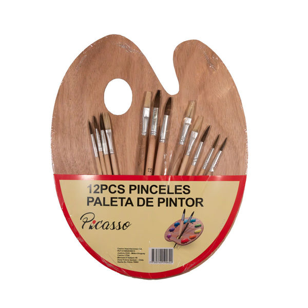 Imagen de PALETA DE PINTOR DE MADERA CON PINCELES