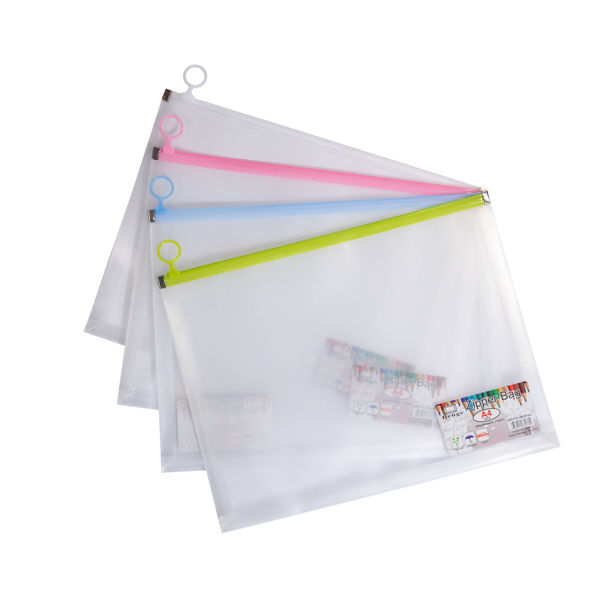 Imagen de SOBRE TRANSPARENTE A4 CON CIERRE DE COLORES