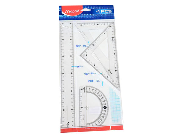 Imagen de JUEGO DE GEOMETRIA MAPED DE PLASTICO DE 30 CMS