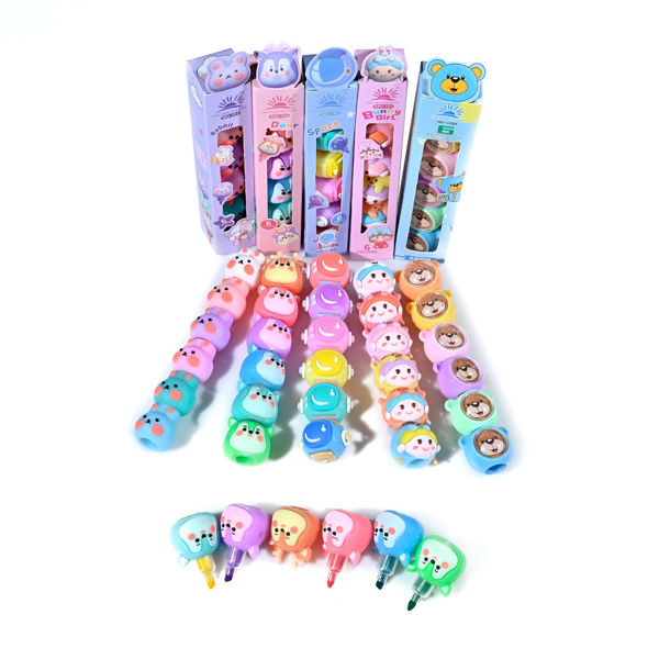 Imagen de RESALTADORES FLUO PASTEL APILABLES X6 COLORES
